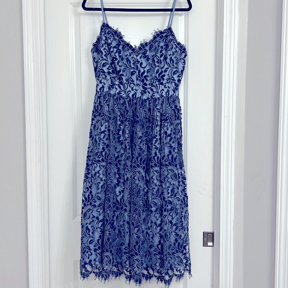 Eliza J Lace Overlay Fit and Flare Dress, Size 10